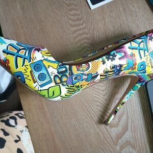 Liliana Multicolor Graffiti Print Stiletto Heel